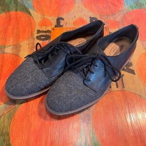 Clark’s Collection Women's Sz 10 Raisie bloom leather/tweed gray Oxfords shoes